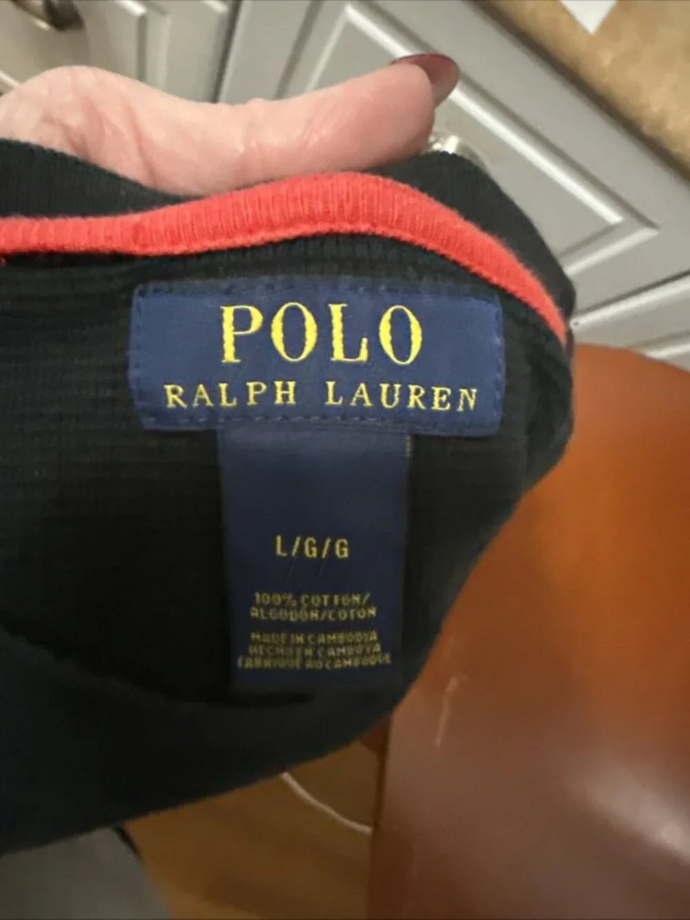 Polo Ralph Lauren black Thermal cotton long sleeve tee shirt size L